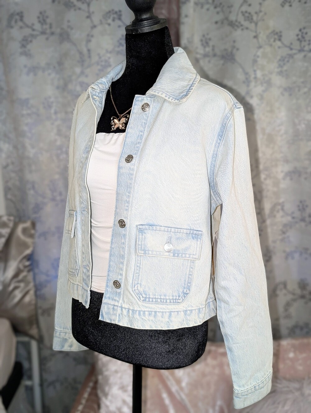 Michael Kors Light Wash Denim Jacket - Pale Blue